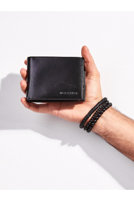 Pánská černá otevřená kožená peněženka