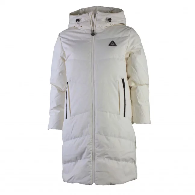 Peak peak mid-lenght down coat canvas / white