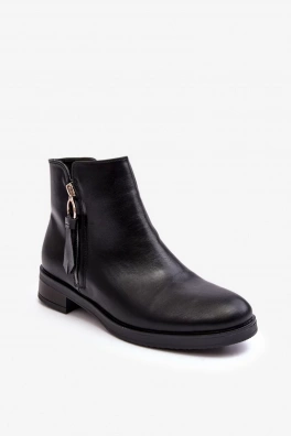 Kožené dámské ploché boty Black Vasica