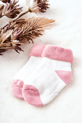 Dětské ponožky Hladká bílá a růžová