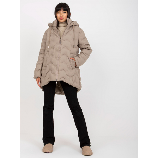 Béžová zimní bunda s kapucí