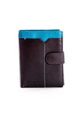 Černá kožená peněženka pro muže s modrou vsadkou