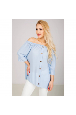 Elegantní dámská halenka s knoflíky - modrá,