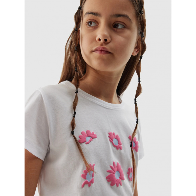 Dívčí tričko z organické bavlny 4F - bílé