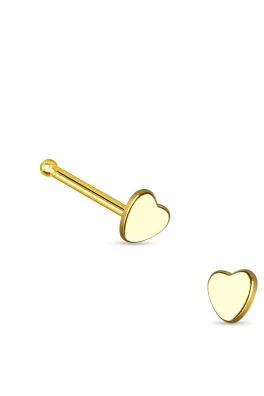 Piercing do nosu - srdce gold