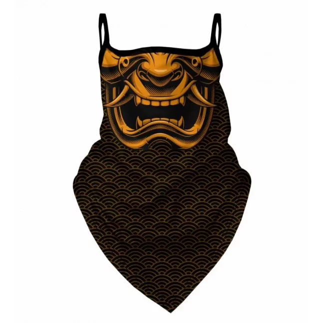 Japanese Mask Gold Bandana Face Mask Orange