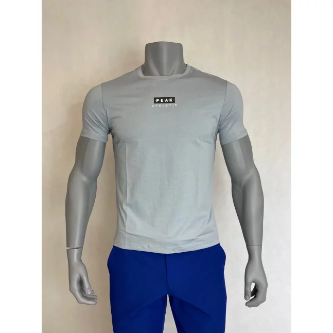 Peak peak round neck t shirt elegant blue
