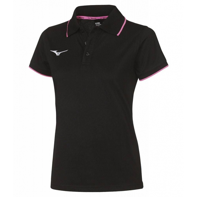 Wom Mizuno Polo/Black/Pink Fluo