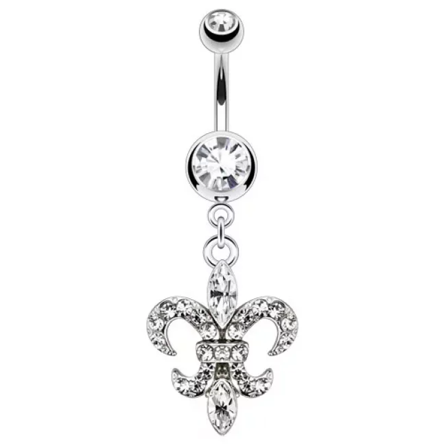Luxusní piercing do pupíku - Fleur de lis 