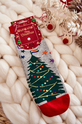 Dámské Ponožky S Vánočním Vzorem V Vánočním Stromečku šedé