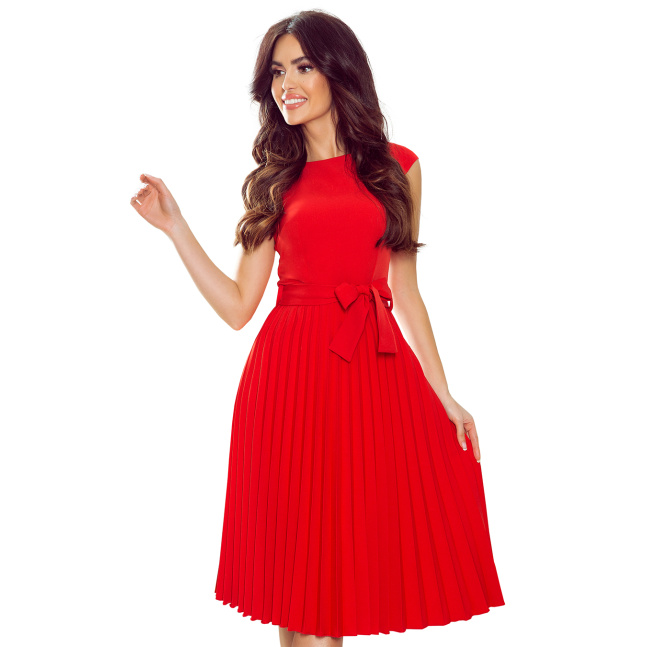 Plisované šaty s vázáním Numoco LILA - červené