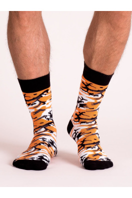 Černo-oranžové pánské camo ponožky