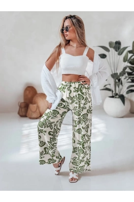 Spodnie damskie wide leg w kwiaty LOVEGARDEN zielone Dstreet UY2656