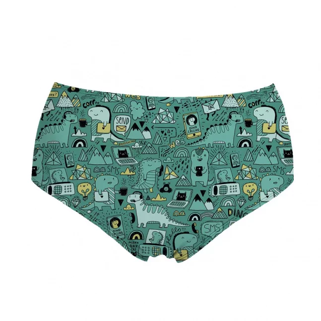 High Waisted Bikini Bottom Communication Dinosaurs