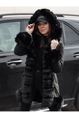 Dámská bunda s kožešinou FURRWINT černá Dstreet TY4772