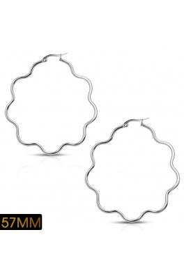Náušnice chirurgická ocel - kruhy velká květina 57mm