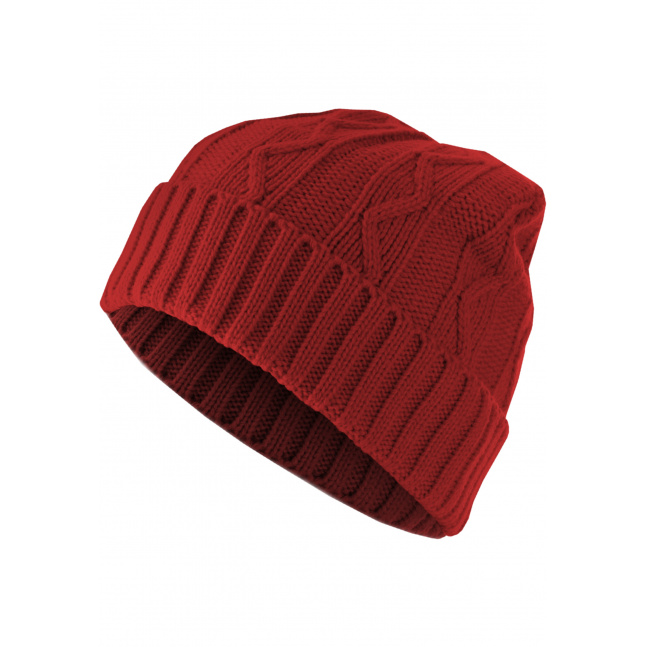 Čepice Beanie Cable Flap - červená