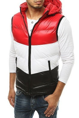 Pánská prošívaná vesta s kapucí červená TX3382