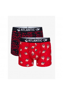 Pánské boxerky ATLANTIC 2Pack - červená/tmavě modrá
