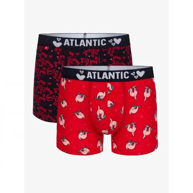 Pánské boxerky ATLANTIC 2Pack - červená/tmavě modrá